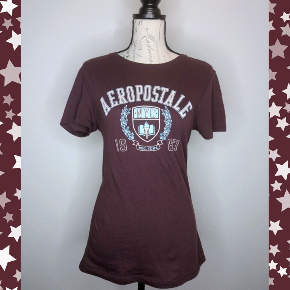 Maroon Aeropostale Crew Neck Tee Shirt Size M